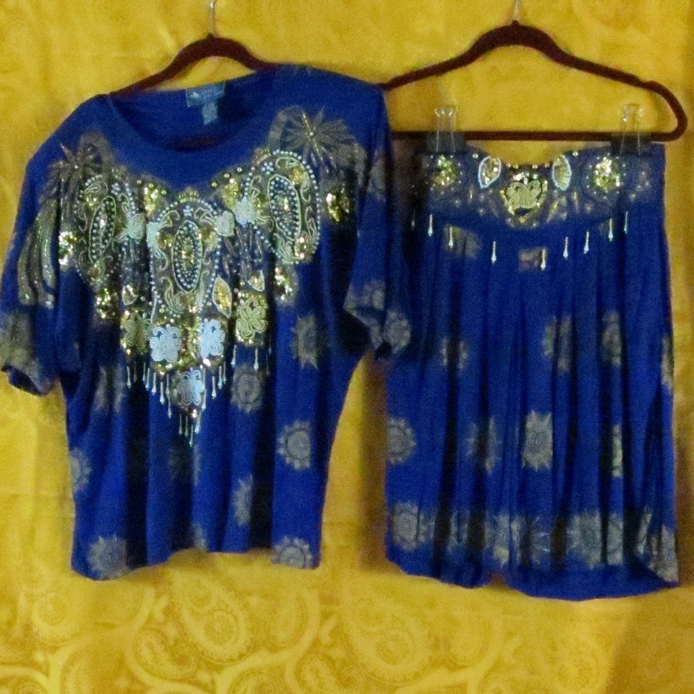 Bali Collection All Size Blue Gold Beaded